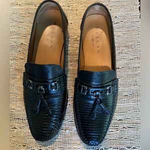Mezlan tassel Black Lizard Dress Loafer with shoe trees